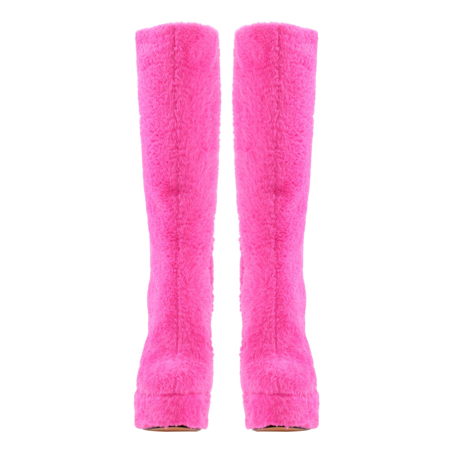 Pink Fur Platform High Heels Boots