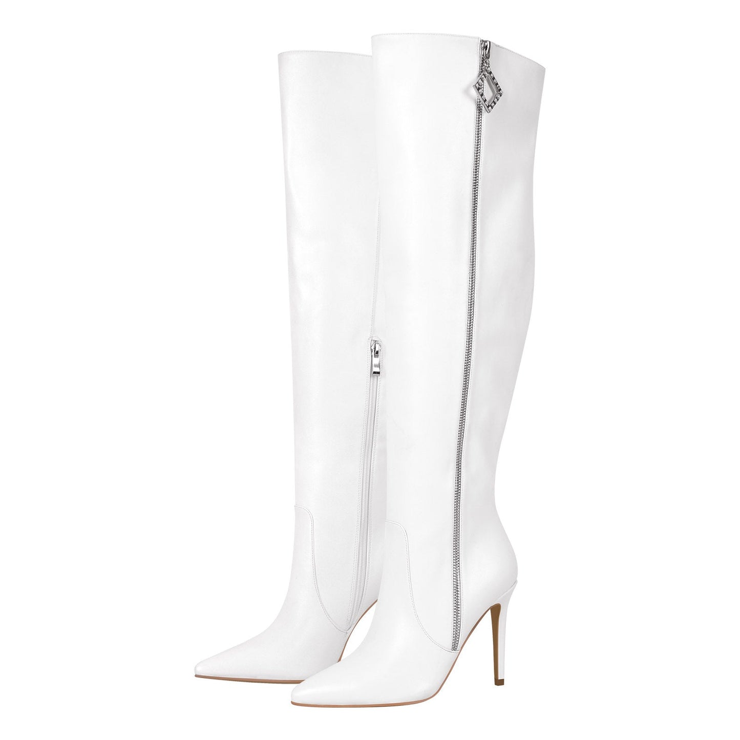 Pointed Toe Zipper Over The Knee Stilettos Boots