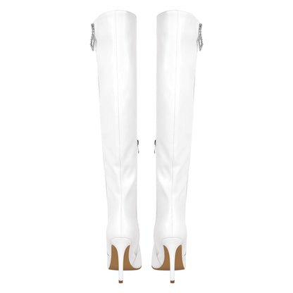 Pointed Toe Zipper Over The Knee Stilettos Boots