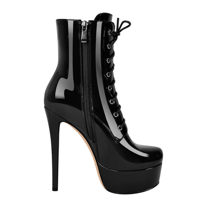 Platform Lace-up Stiletto Ankle Boots