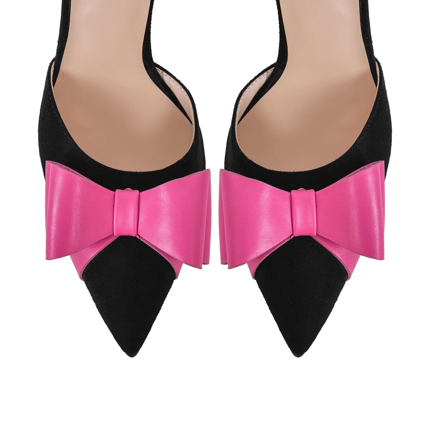 Pointed Toe Stiletto Slingback Bow Pumps