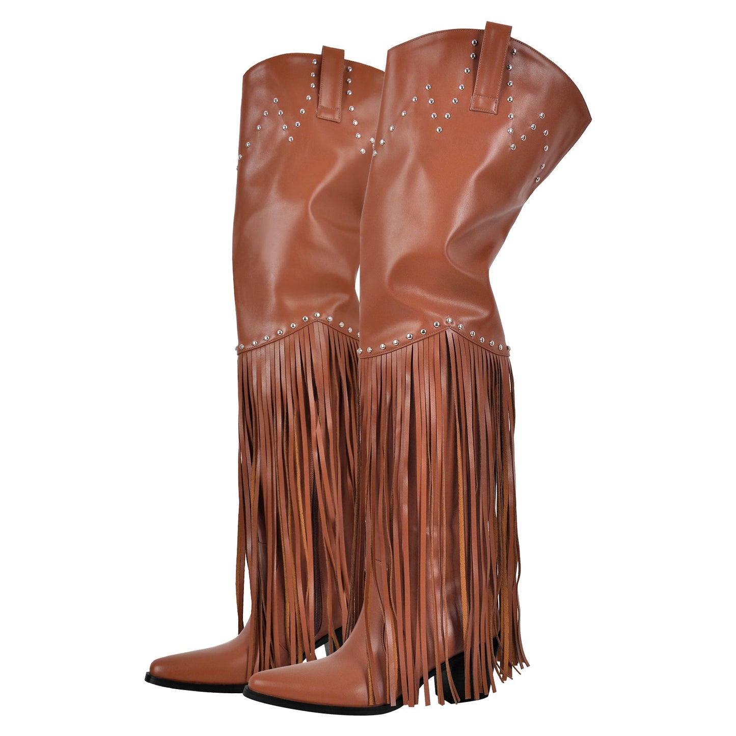 Chunky Heel Fringe Over The Knee Boots