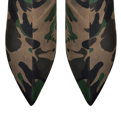 Camouflage Pointed Toe Over The Knee Boots