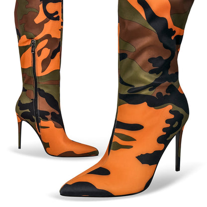 Camouflage Pointed Toe Over The Knee Boots