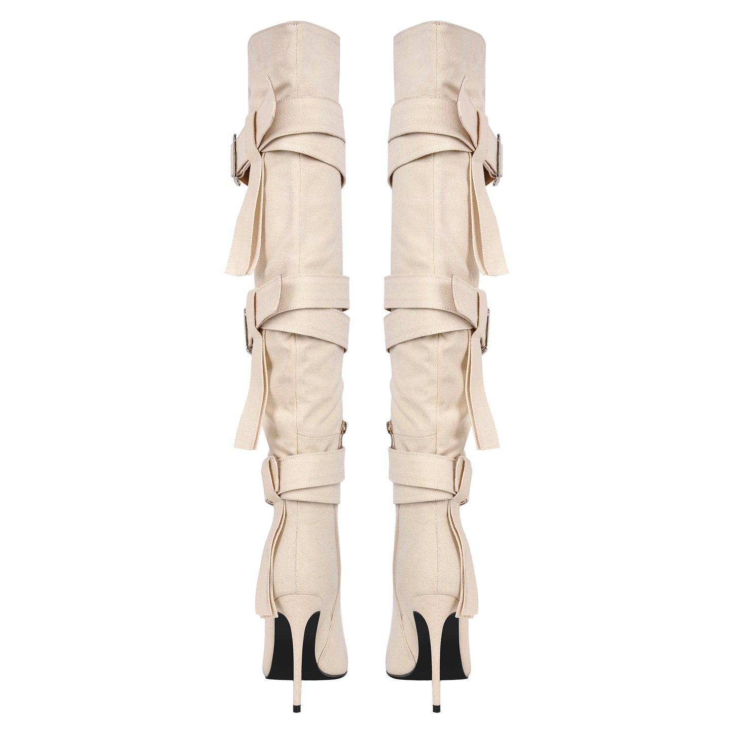 Pointed Toe Buckle Strap Over The Knee Boots