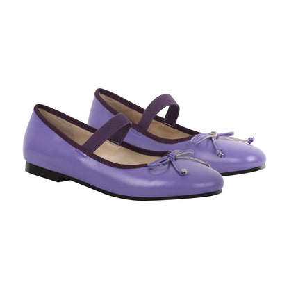 Purple Bow Round Toe Ballet Flats