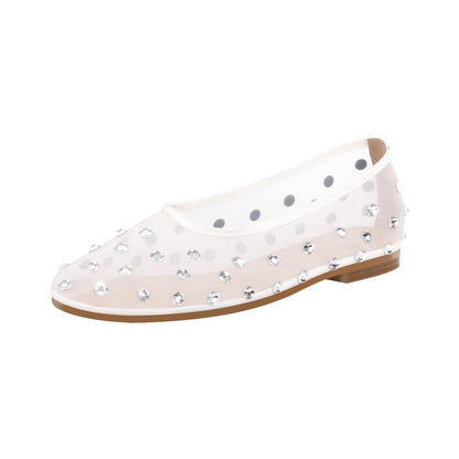 Mesh Rhinestone Ballet Flats