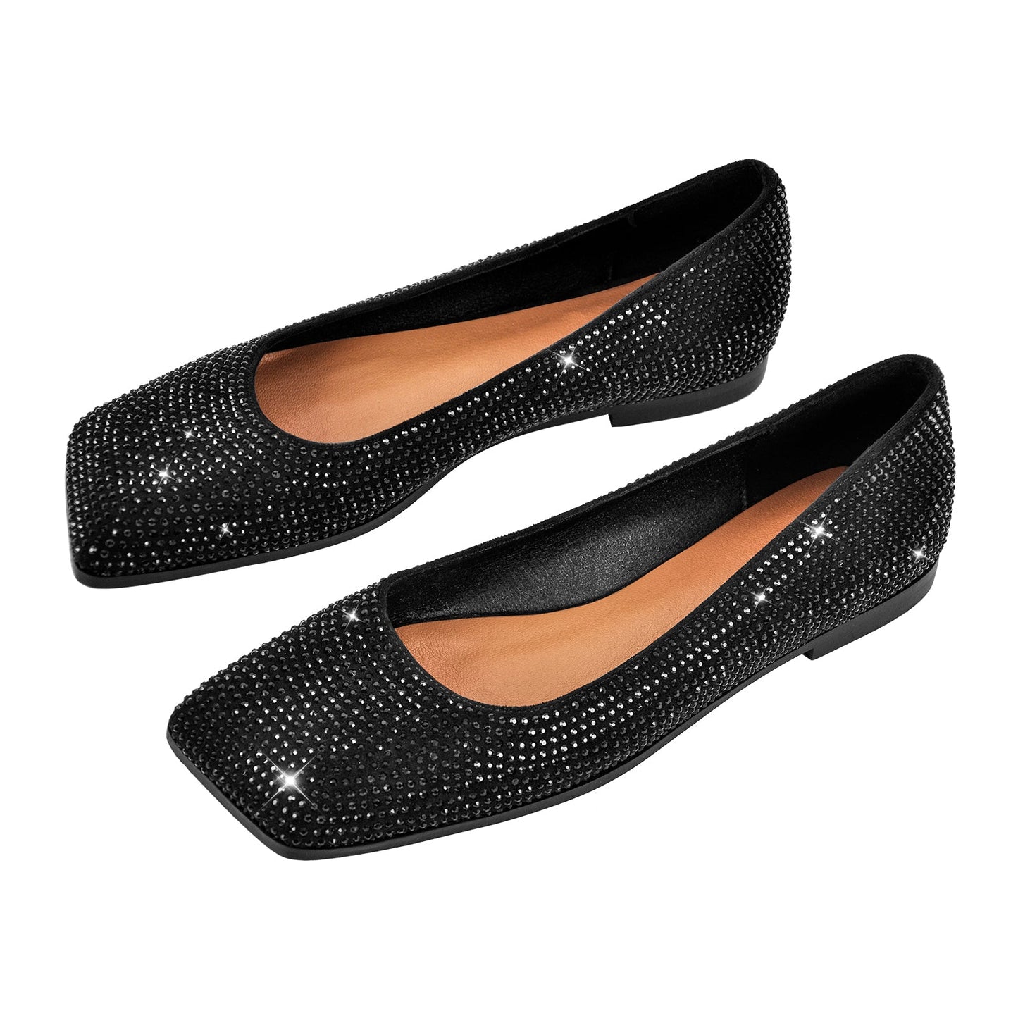 Square Toe Rhinestone  Flats