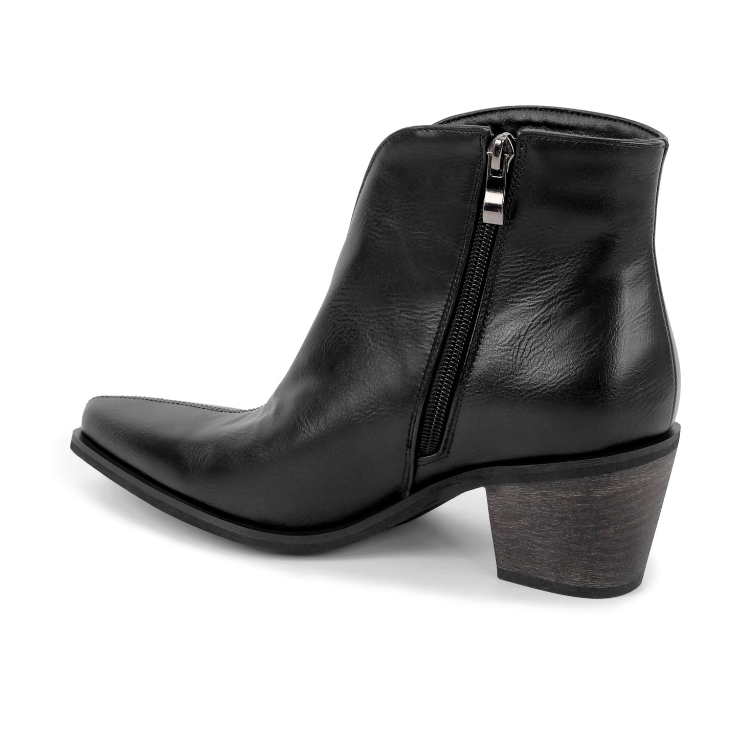 Zipper Chunky Heel Western Ankle Boots