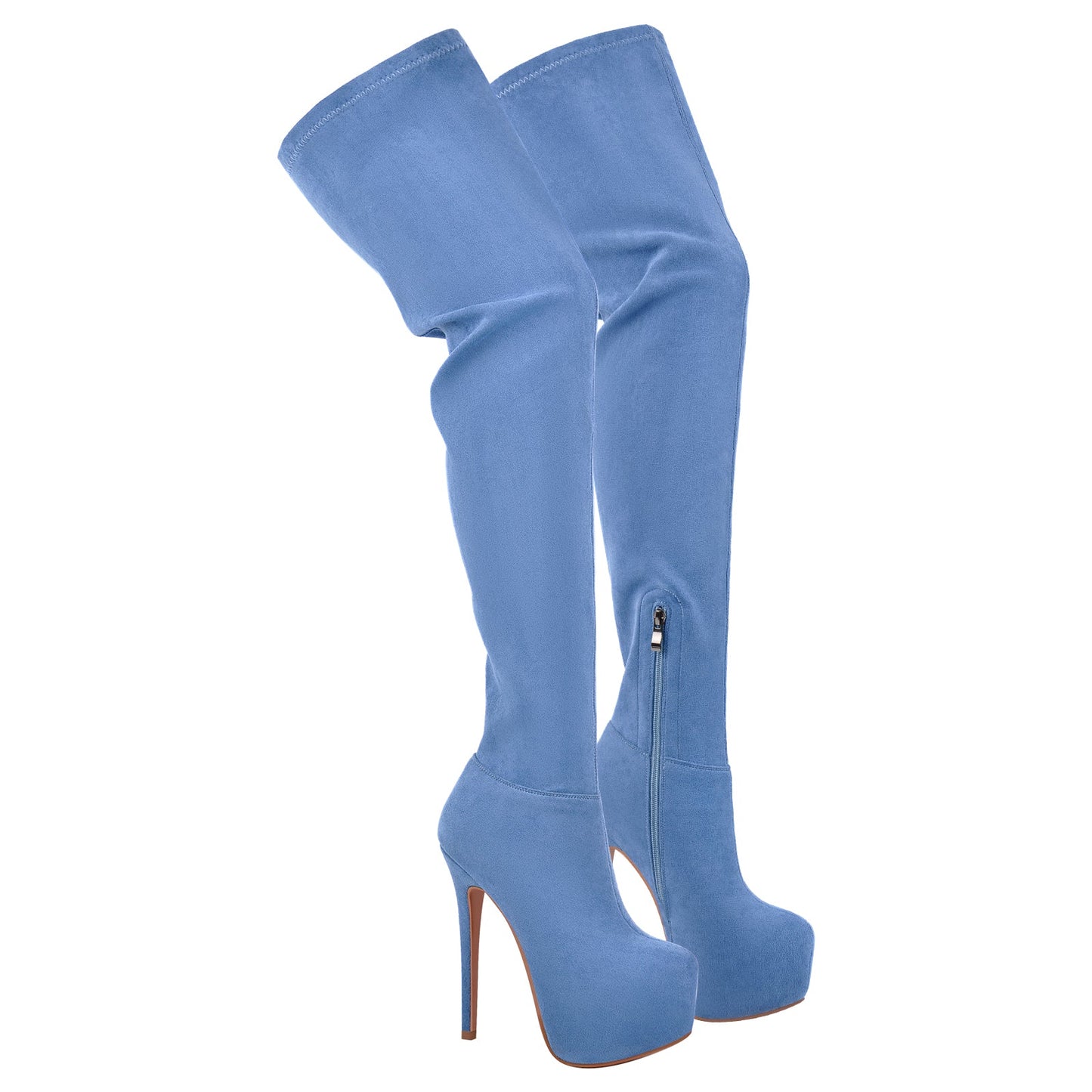 Round Toe Stiletto Platform Over The Knee Boots