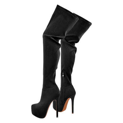 Round Toe Stiletto Platform Over The Knee Boots