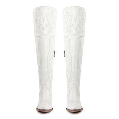 Onlymaker Boots Over The Knee Embroidered Western Boots