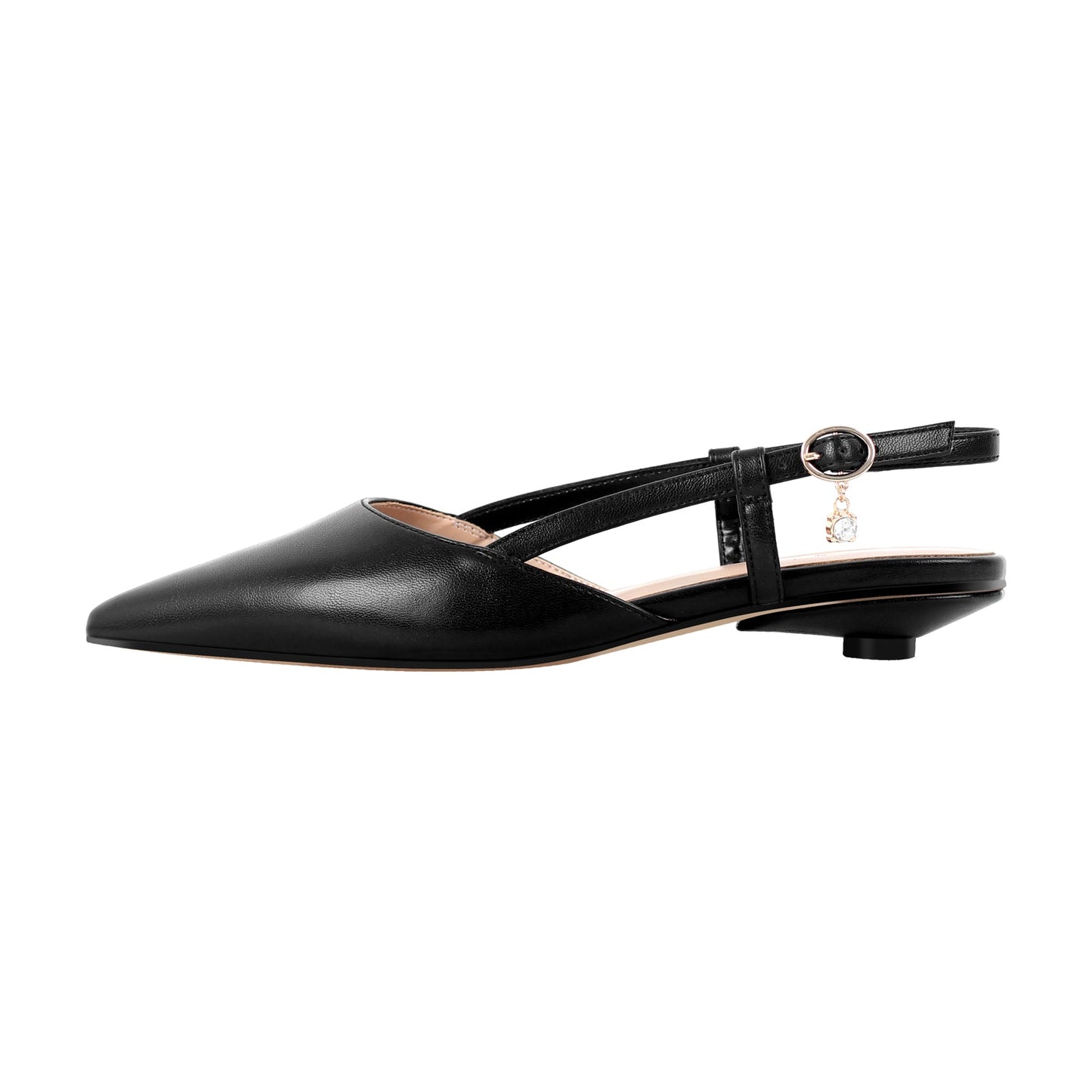 Round Heel Pointed Toe Slingback Flats