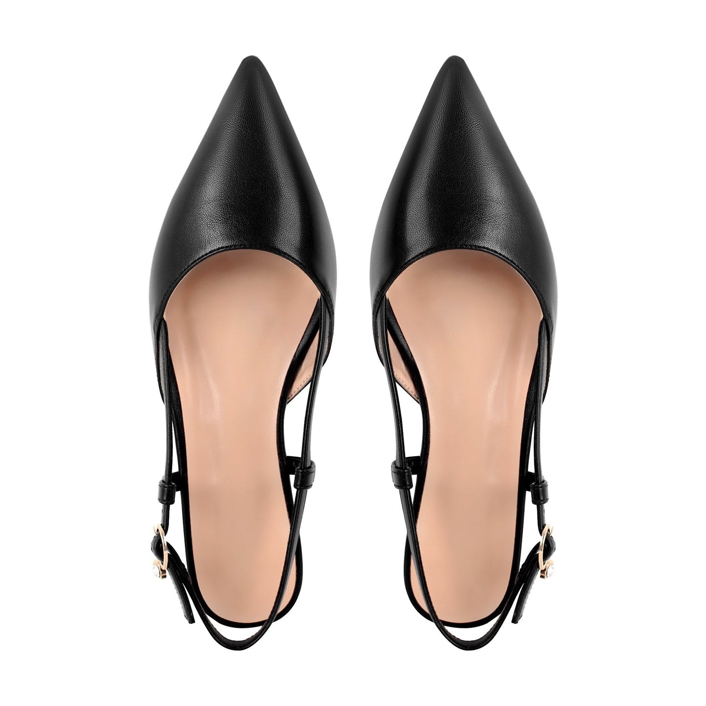 Round Heel Pointed Toe Slingback Flats