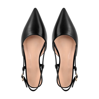 Round Heel Pointed Toe Slingback Flats