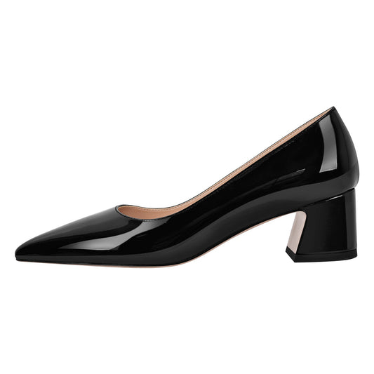 Pointed Toe Chunky Heel Classic Pumps