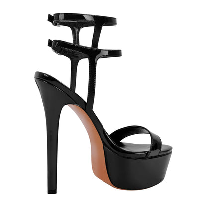 Platform Ankle Double Strap Stiletto Sandals