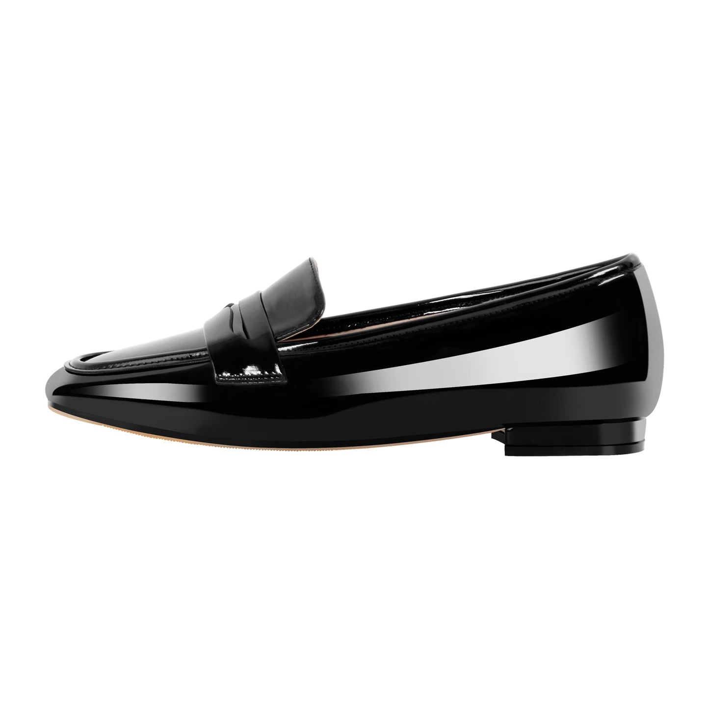 Black Patent Leather Square Toe Loafer Flats