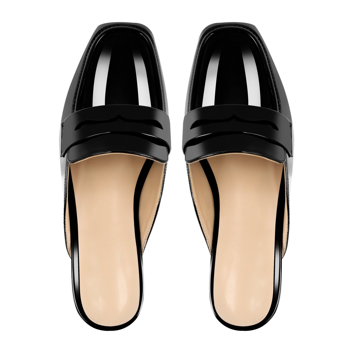 Black Square Toe Mules Flats