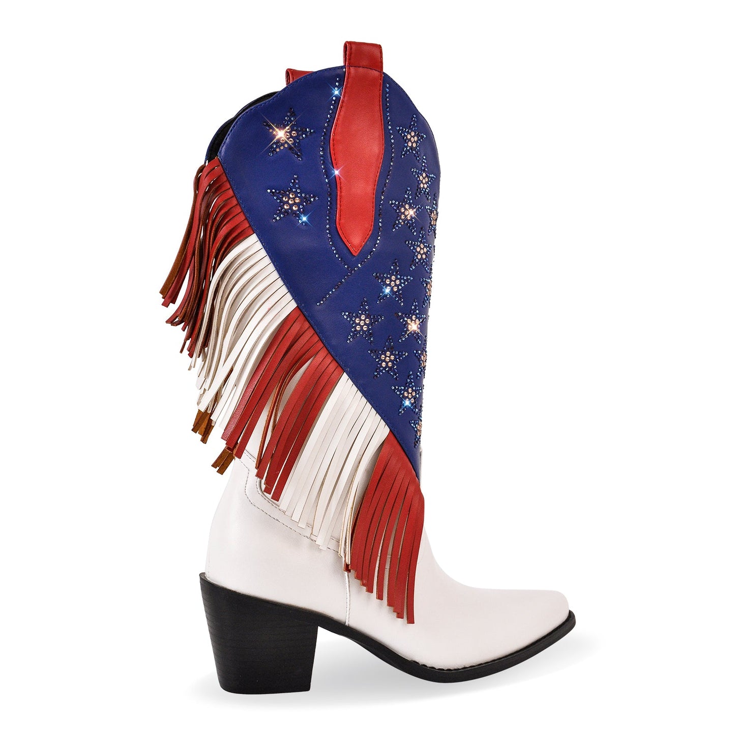 Rhinestone Star Fringe Knee High Western Boots