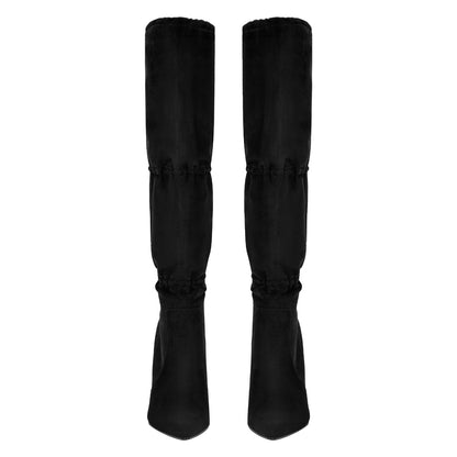 Pointed Toe Lace-up Stiletto Knee High Boots