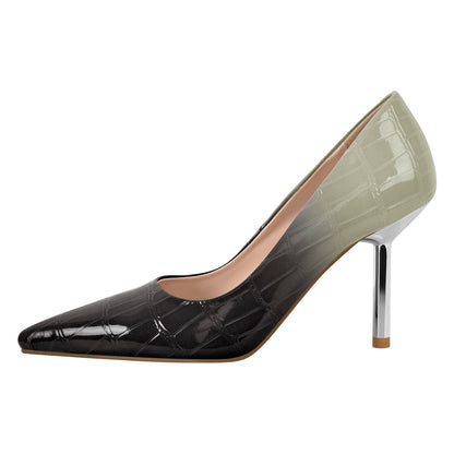 Pointed Toe Gradient Stone Stiletto Pumps