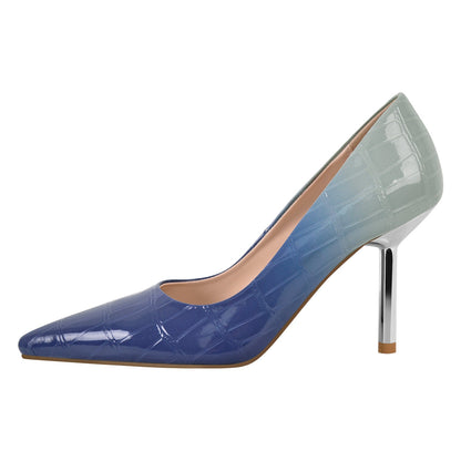 Pointed Toe Gradient Stone Stiletto Pumps