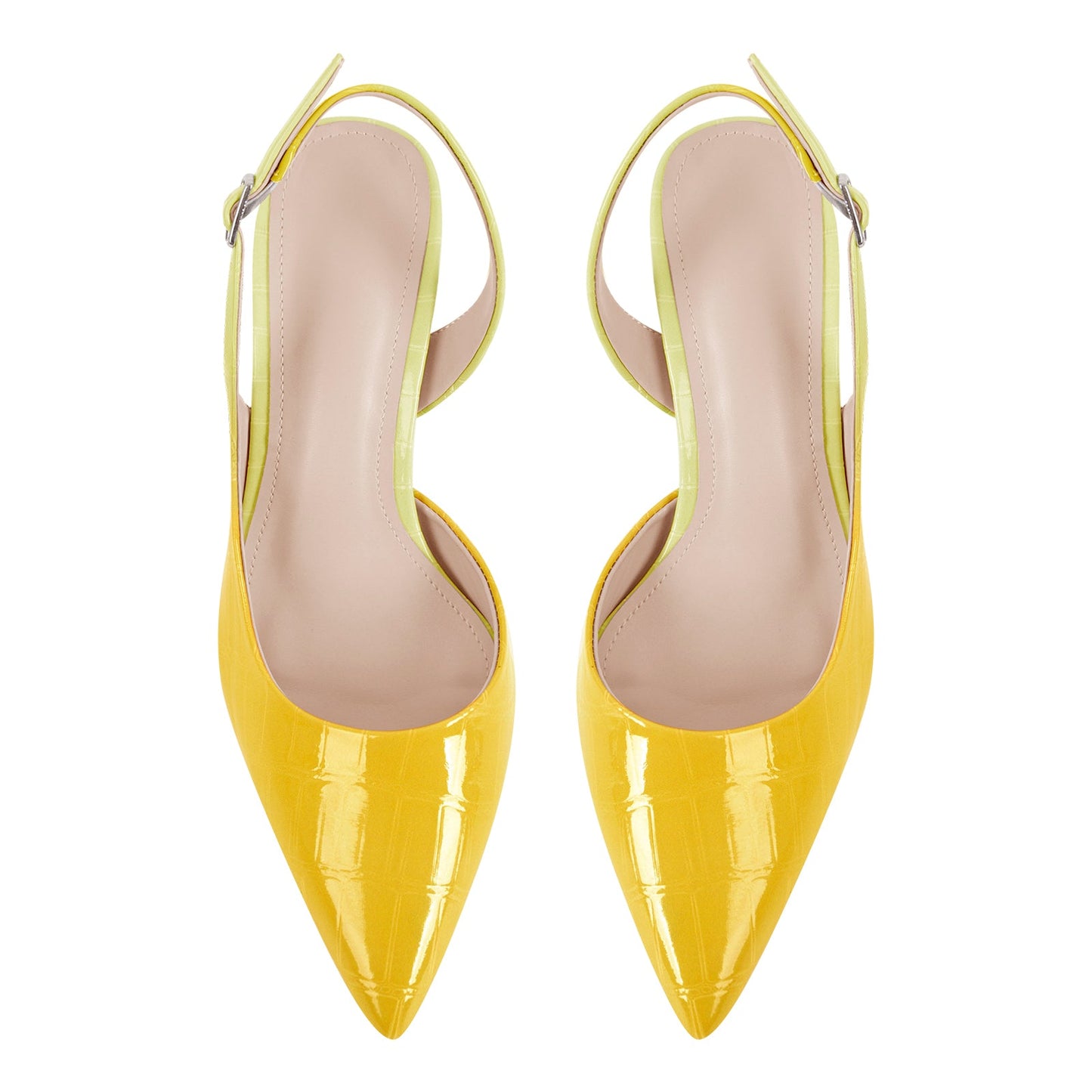 Gradient Pointed Toe Stone Slingback Pumps