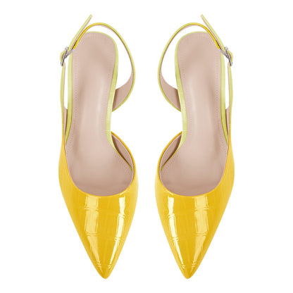 Gradient Pointed Toe Stone Slingback Pumps