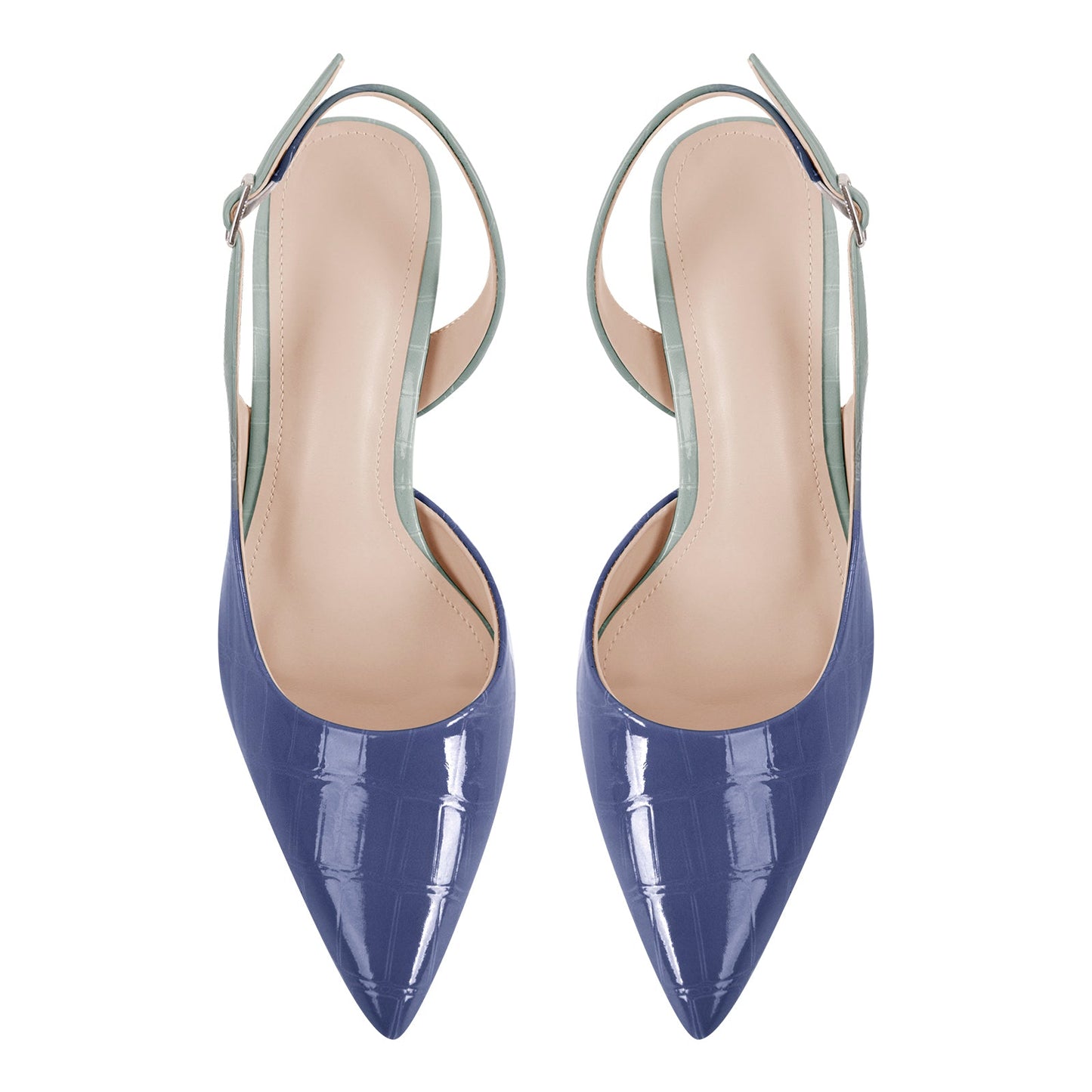 Gradient Pointed Toe Stone Slingback Pumps