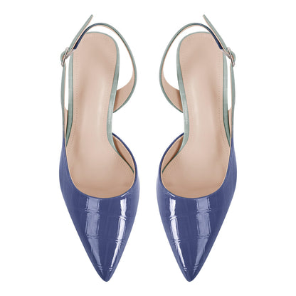 Gradient Pointed Toe Stone Slingback Pumps