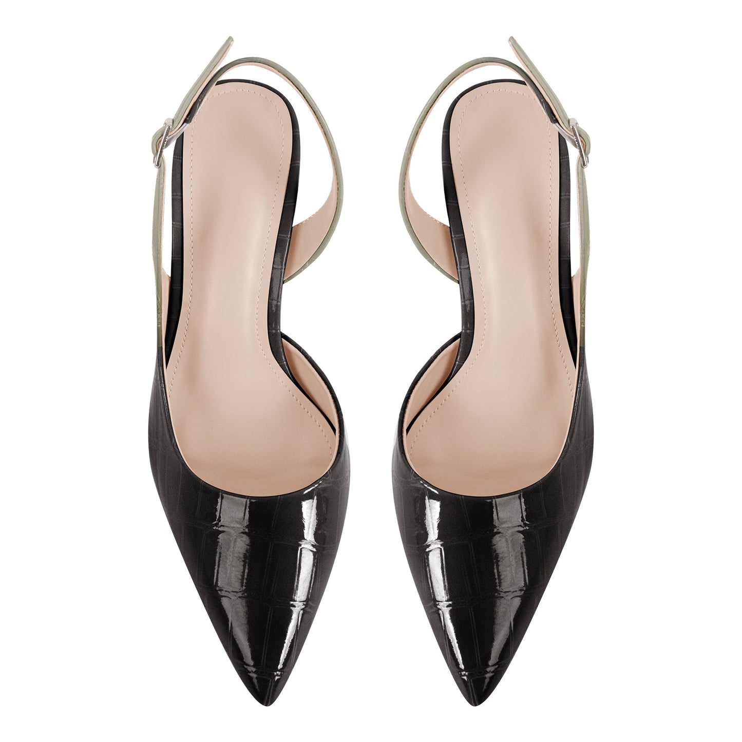 Gradient Pointed Toe Stone Slingback Pumps