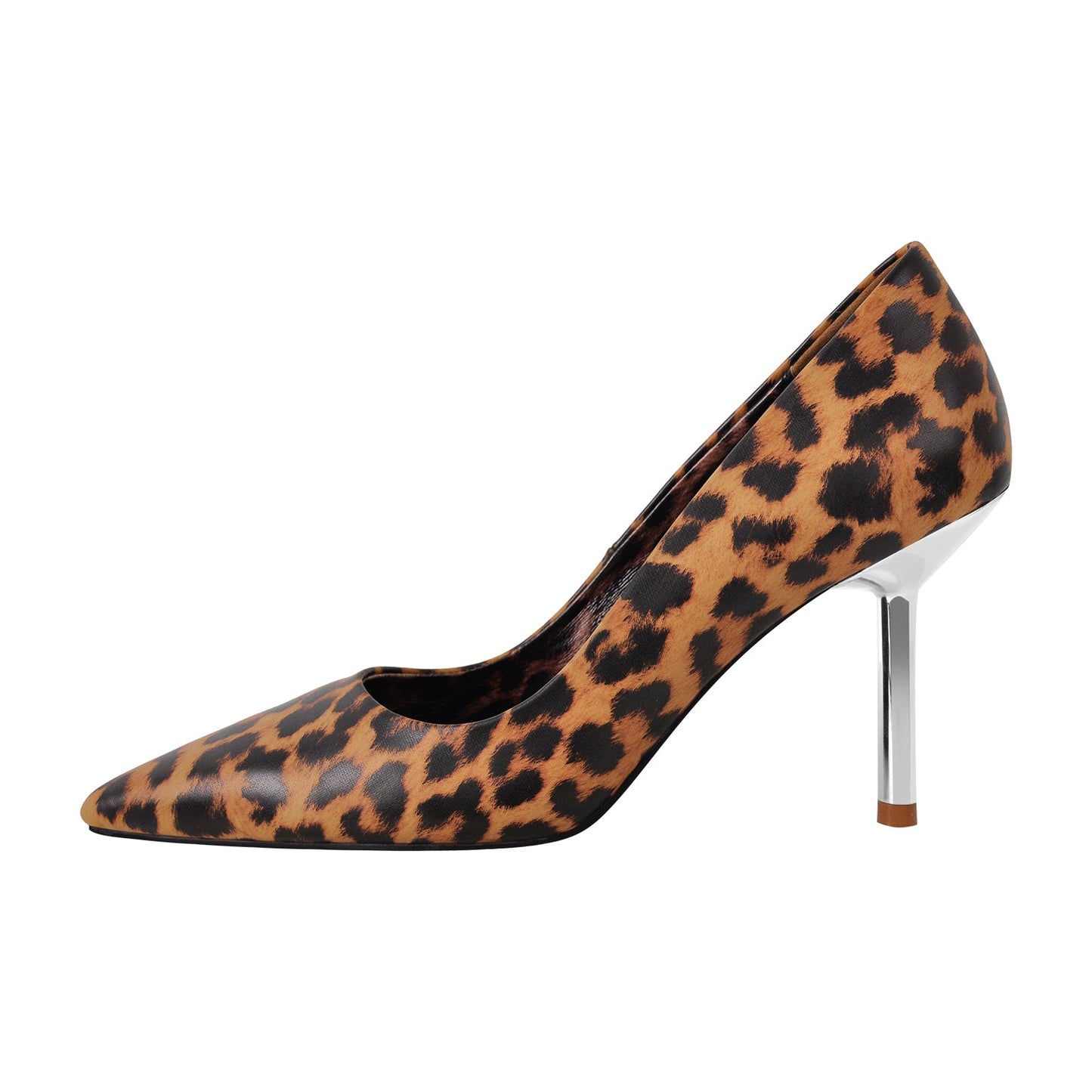 Leopard Pointed Toe Slip On High Heels