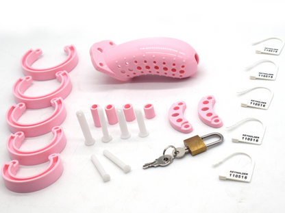 Plastic Chastity Cage 4.5 Inches Long (All 5 Rings Included)