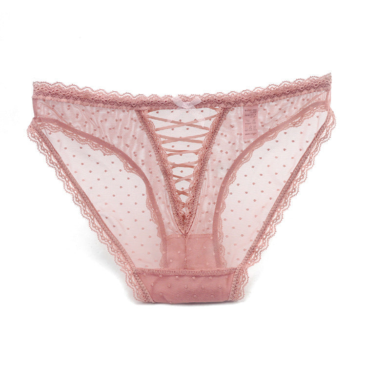 Transparent sexy lace trim panties breathable mesh panties