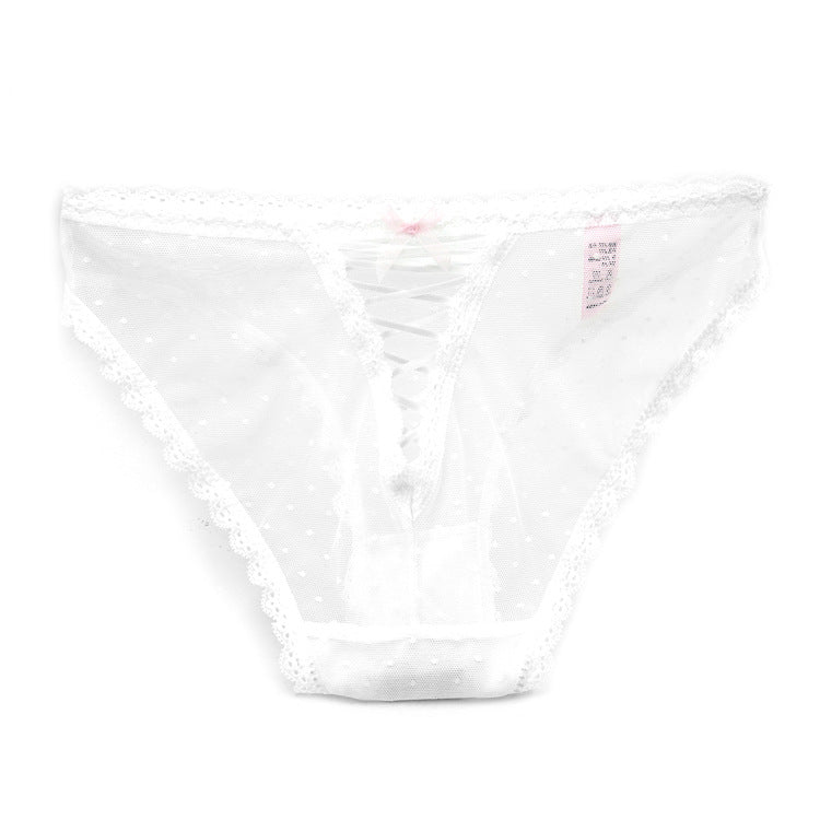 Transparent sexy lace trim panties breathable mesh panties