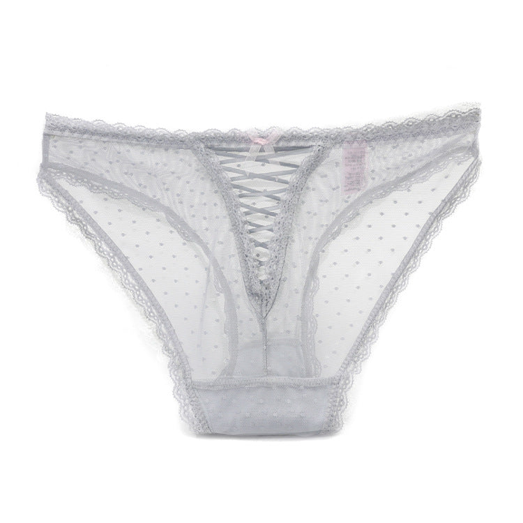 Transparent sexy lace trim panties breathable mesh panties