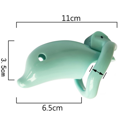 Dolphin Plastic Chastity Cage (All 4 Rings Included)