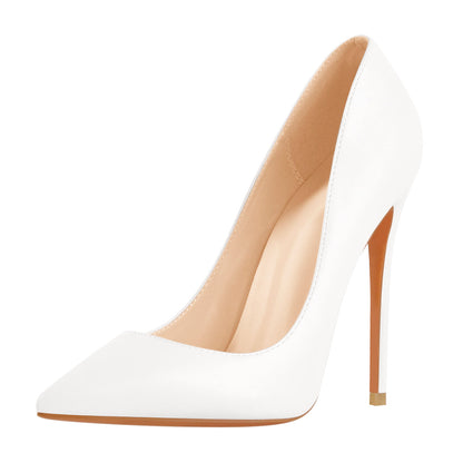 Matte White Pointed Toe Stiletto Pumps