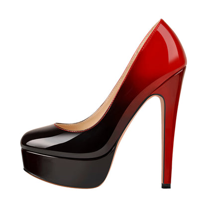 Patent Leather Round Toe Platform High Heels