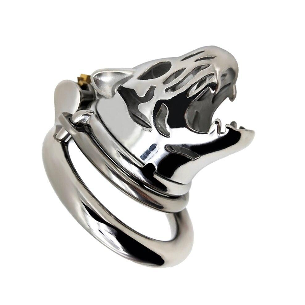 Metal Chastity Cage Tiger Head