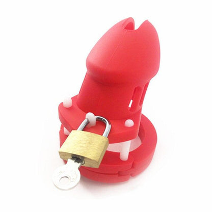 Silicone Chastity Cage Red BDSM 3.15 inches and 3.75 inches long