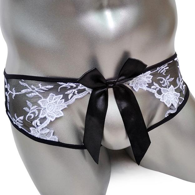 Crotchless Embroidered Panties w/ Bow