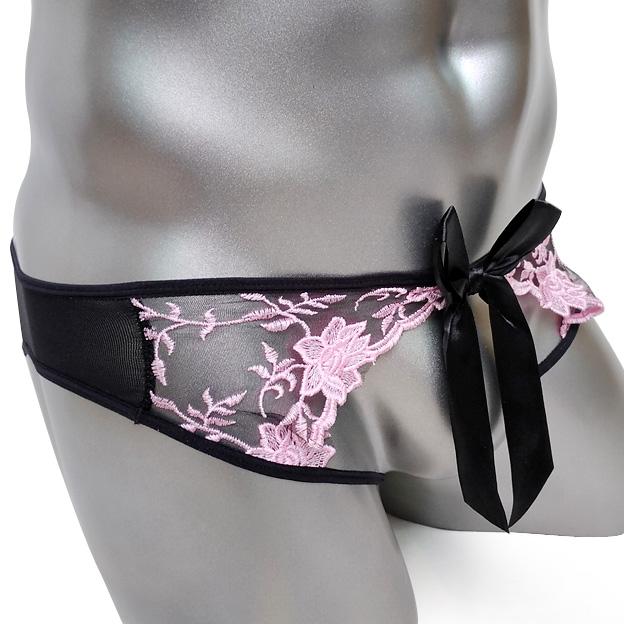 Crotchless Embroidered Panties w/ Bow