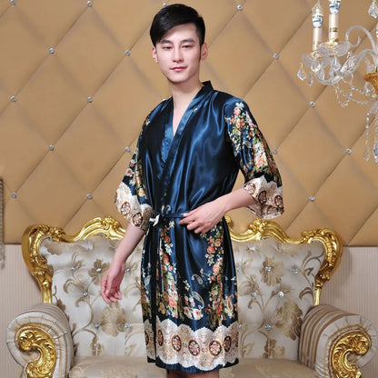 Feminine Floral Satin Robe