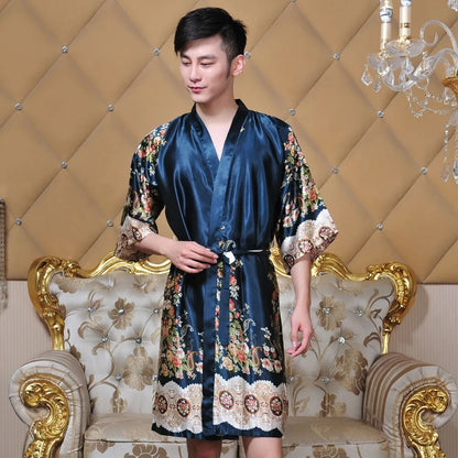 Feminine Floral Satin Robe