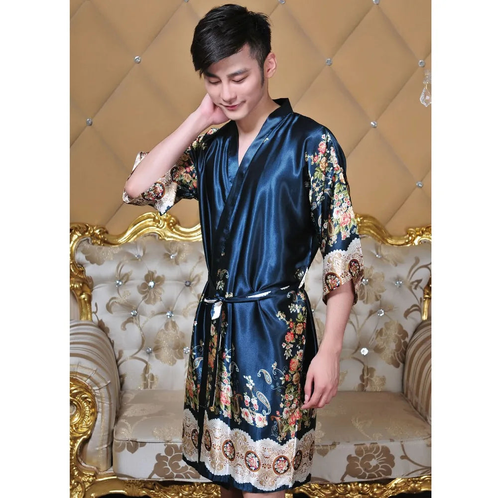 Feminine Floral Satin Robe