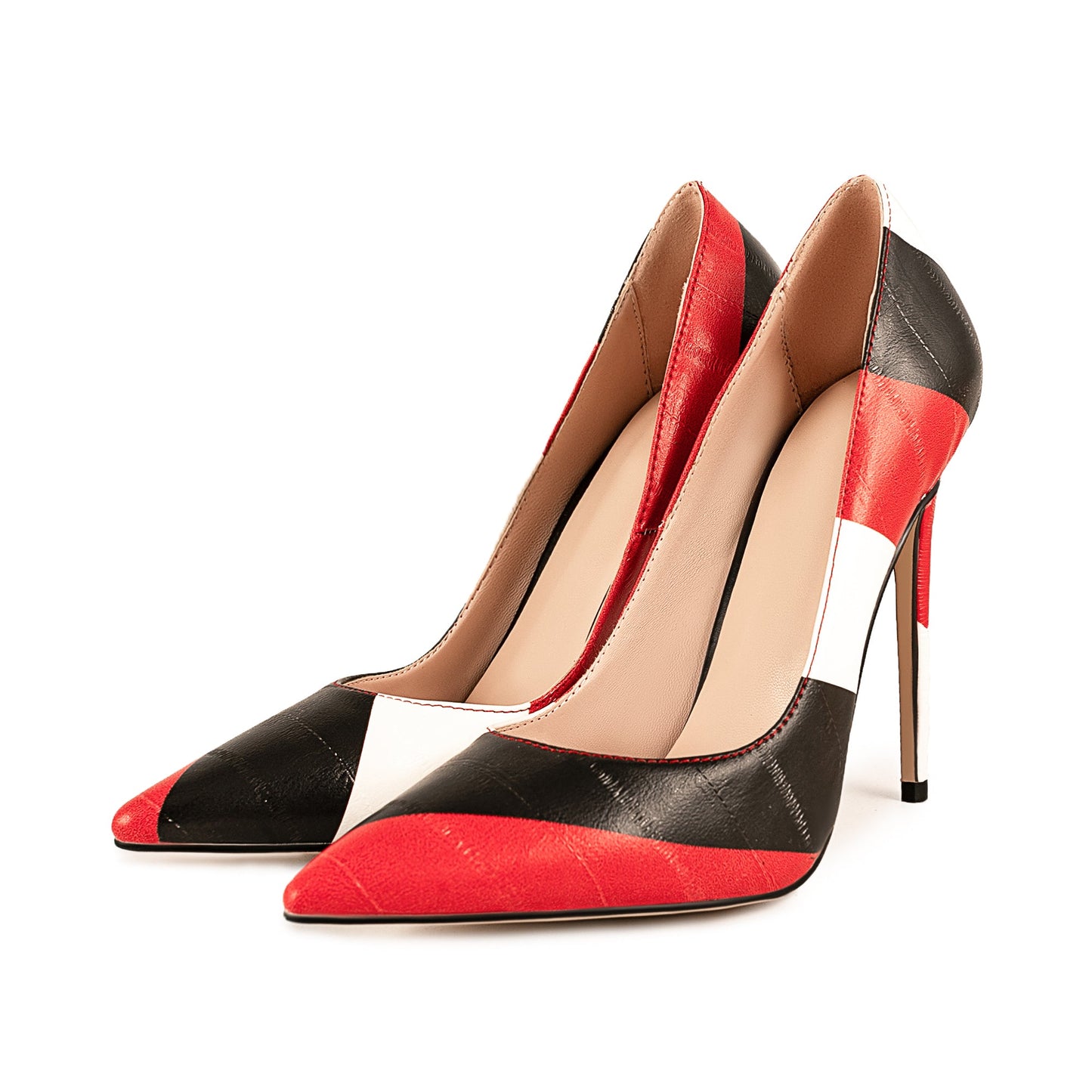 Pointed Toe Mix-Color Slip On Stiletto Pumps