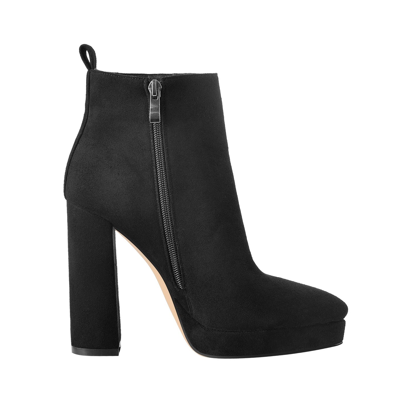 Suede Pointed Toe Chunky Heel Ankle Boots