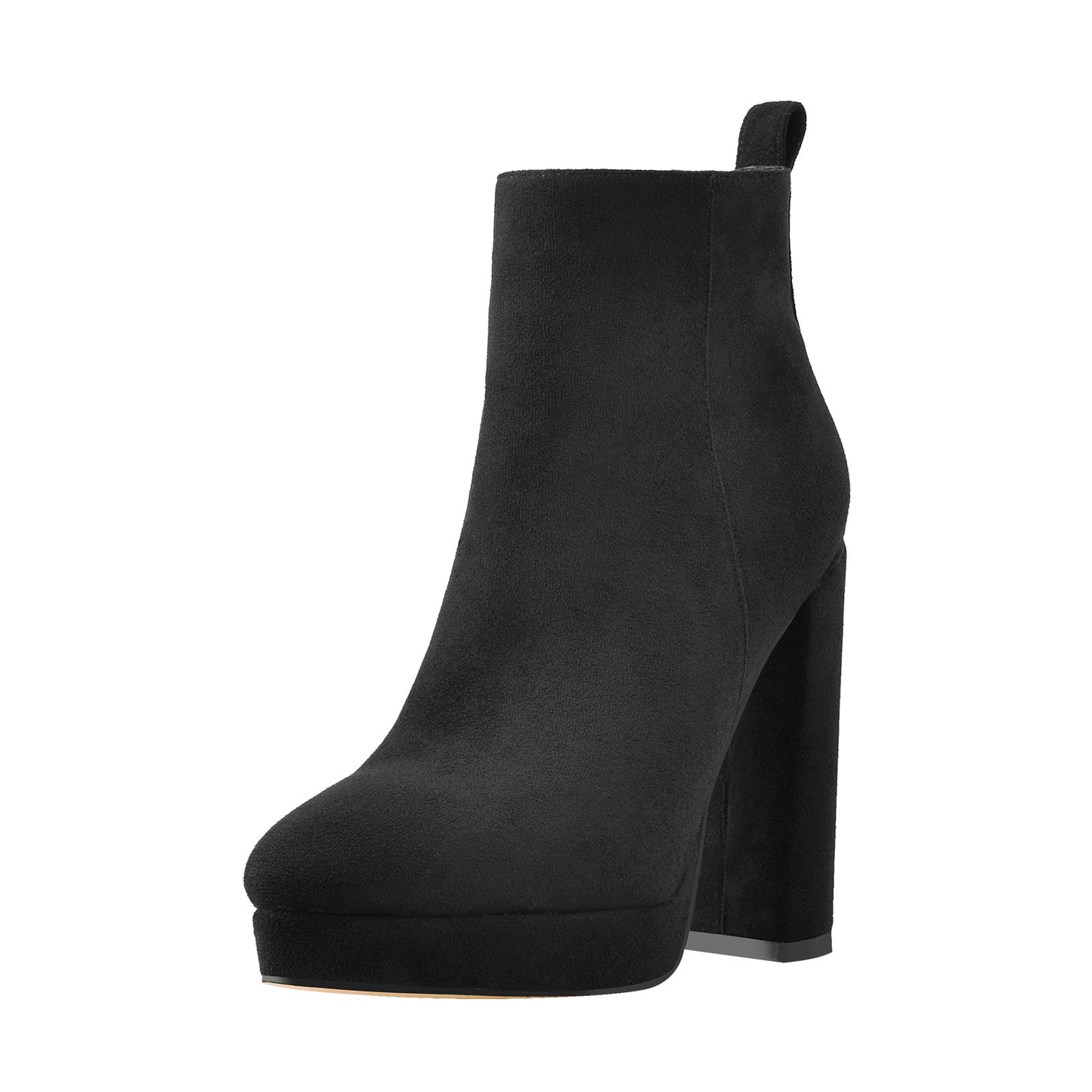 Suede Pointed Toe Chunky Heel Ankle Boots